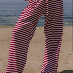 Daily Drills Red and White Striped Straight Leg Pants